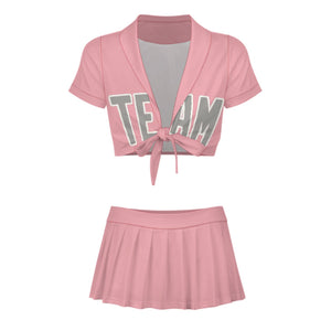 Custom Light Pink Gray Cheerleading Uniform Set