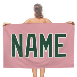 Custom Light Pink Green Beach Towel