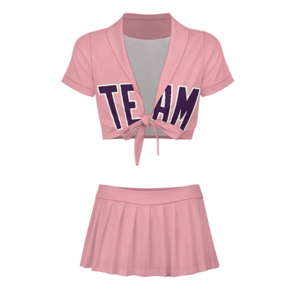 Custom Light Pink Purple Cheerleading Uniform Set