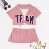 Custom Light Pink Purple Cheerleading Uniform Set