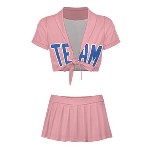 Custom Light Pink Sky Blue Cheerleading Uniform Set