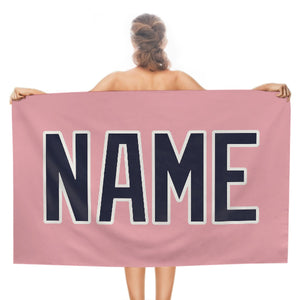 Custom Light Pink Navy Beach Towel