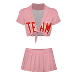 Custom Light Pink Orange Red Cheerleading Uniform Set