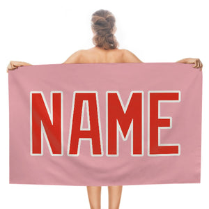Custom Light Pink Orange Red Beach Towel