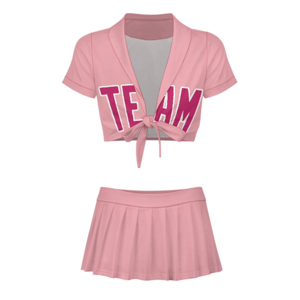 Custom Light Pink Pink Cheerleading Uniform Set
