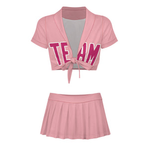 Custom Light Pink Pink Cheerleading Uniform Set