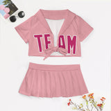 Custom Light Pink Pink Cheerleading Uniform Set