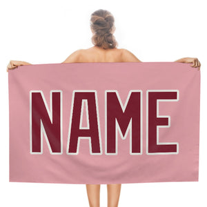 Custom Light Pink Crimson Red Beach Towel