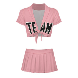 Custom Light Pink Black Cheerleading Uniform Set