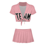 Custom Light Pink Black Cheerleading Uniform Set