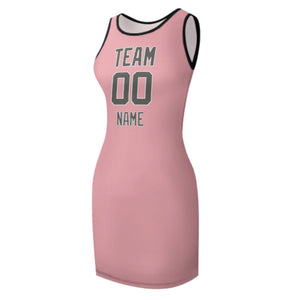 Custom Light Pink Dark Grey Sleeveless Vest Dress