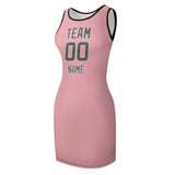 Custom Light Pink Dark Grey Sleeveless Vest Dress