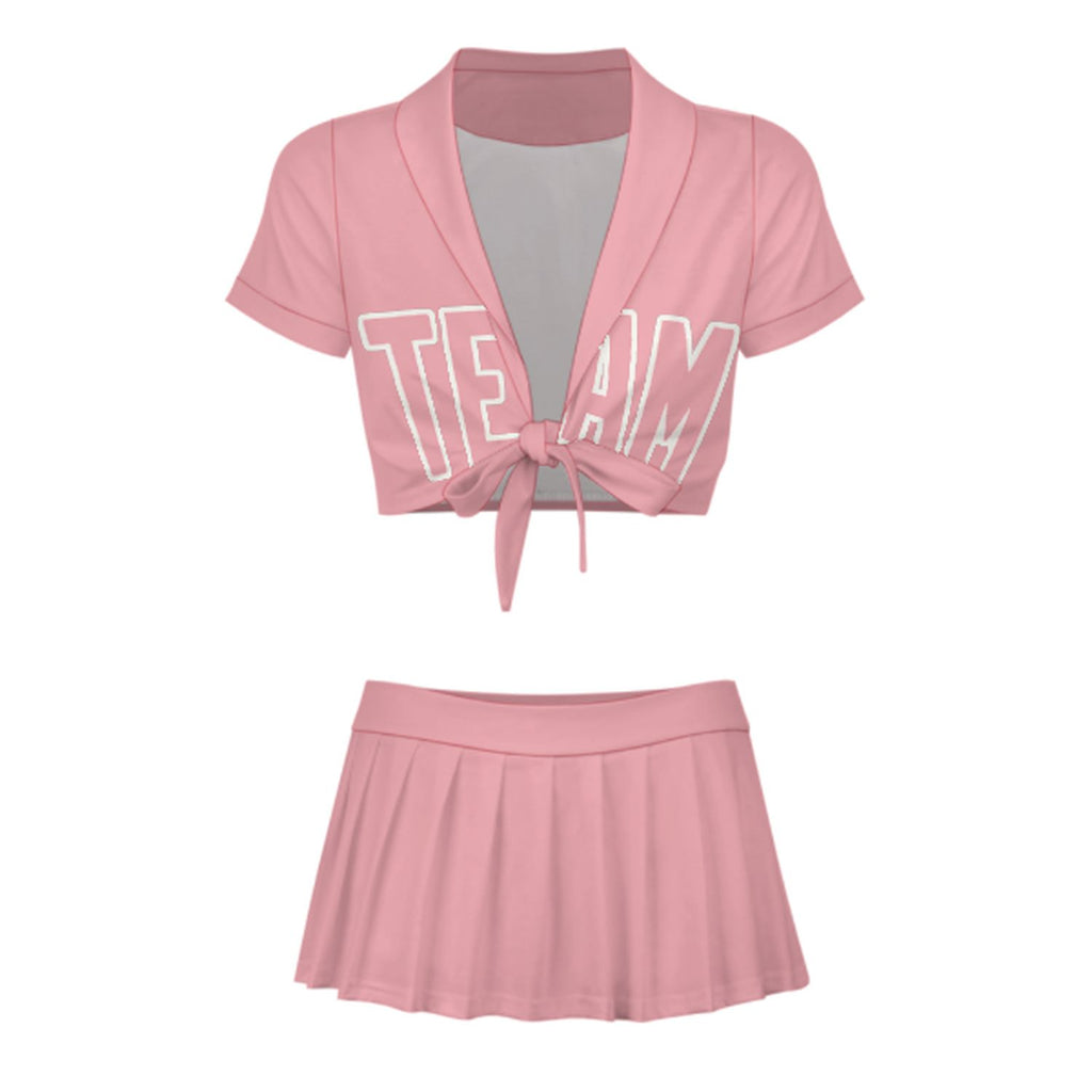 Custom Light Pink Light Pink Cheerleading Uniform Set