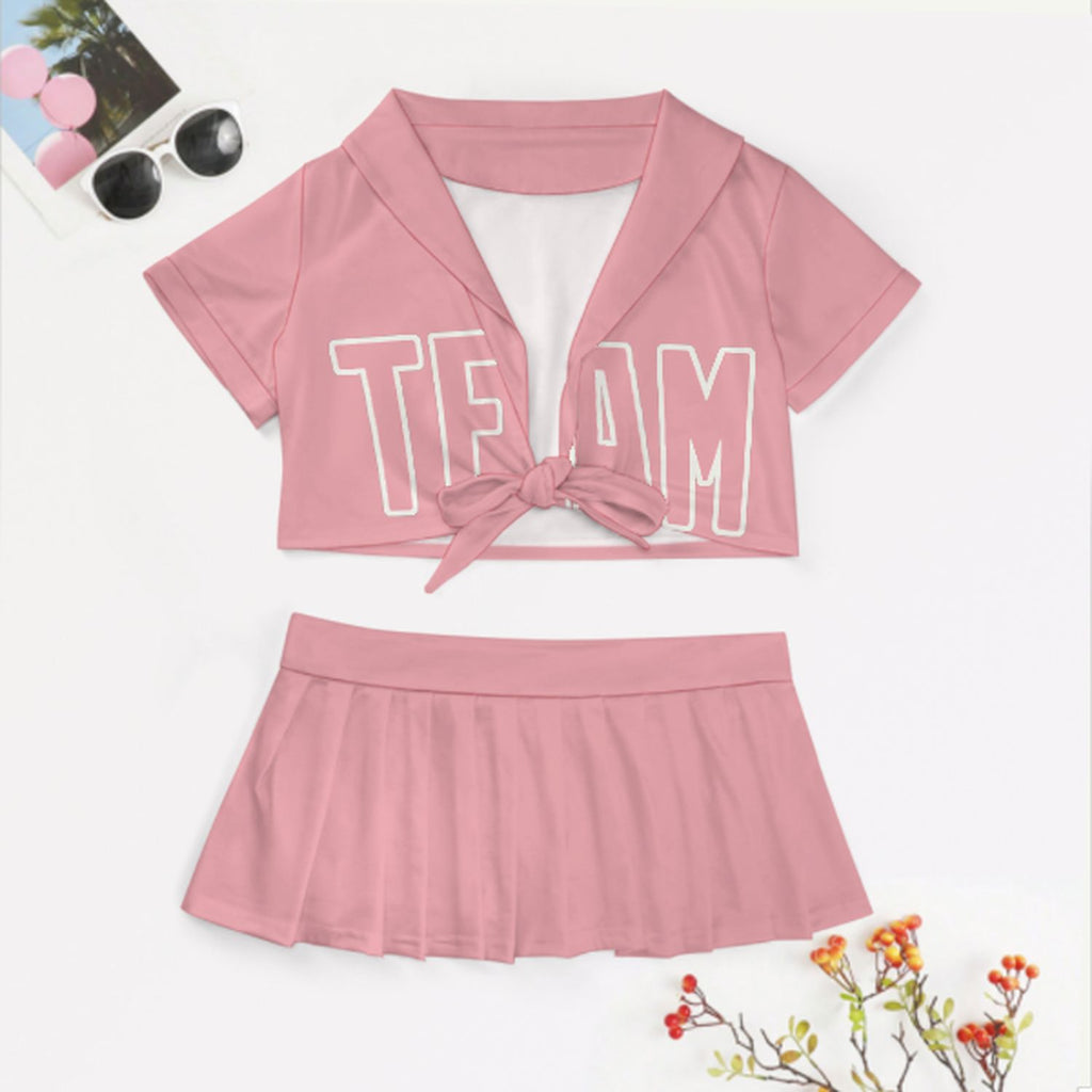 Custom Light Pink Light Pink Cheerleading Uniform Set