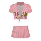 Custom Light Pink Khaki Cheerleading Uniform Set