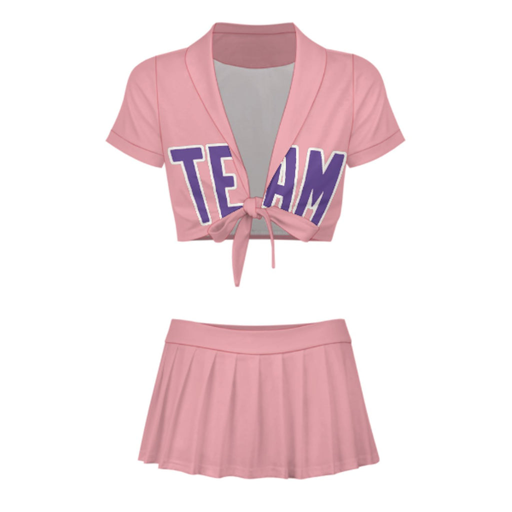 Custom Light Pink Light Purple Cheerleading Uniform Set