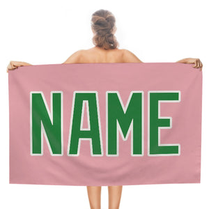 Custom Light Pink Emerald Green Beach Towel