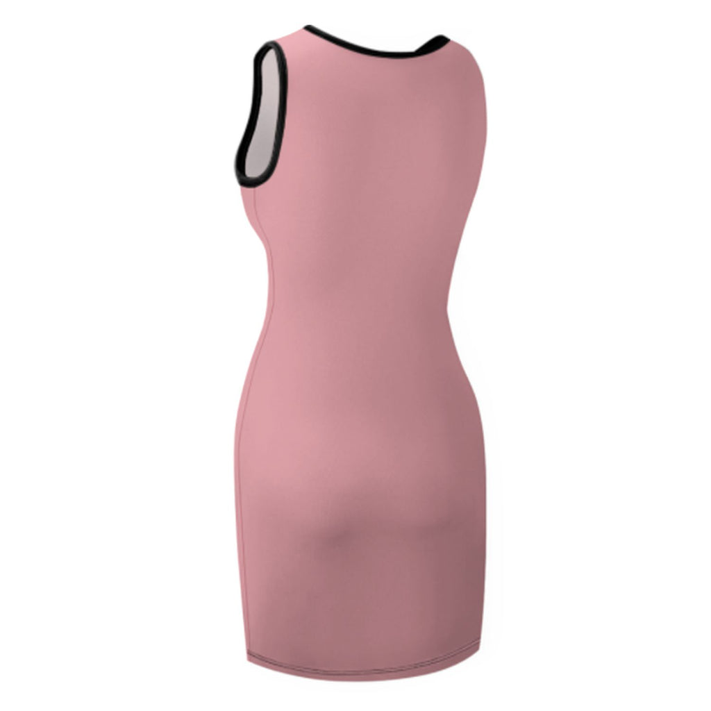 Custom Light Pink Emerald Green Sleeveless Vest Dress
