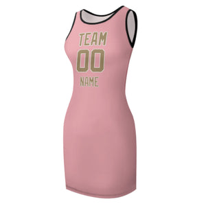 Custom Light Pink Light Khaki Sleeveless Vest Dress