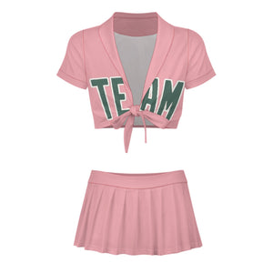 Custom Light Pink Blue Green Cheerleading Uniform Set