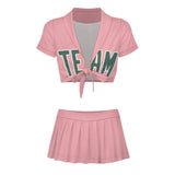 Custom Light Pink Blue Green Cheerleading Uniform Set