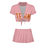 Custom Light Pink Orange Cheerleading Uniform Set