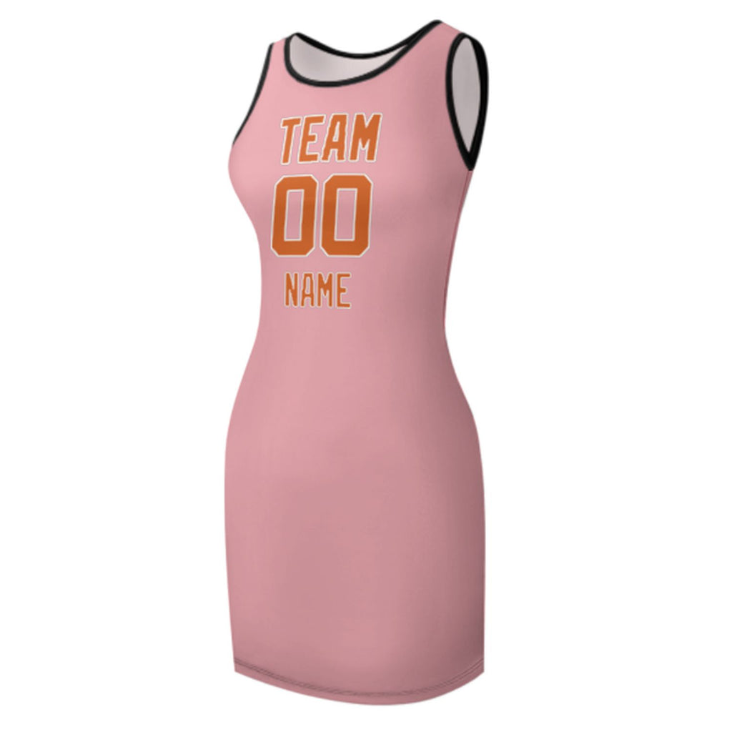 Custom Light Pink Orange Sleeveless Vest Dress