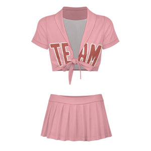 Custom Light Pink Copper Rose Cheerleading Uniform Set