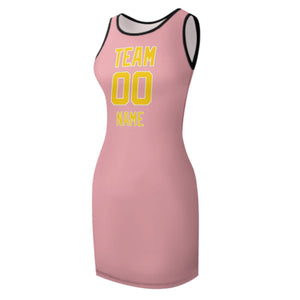 Custom Light Pink Gold Sleeveless Vest Dress