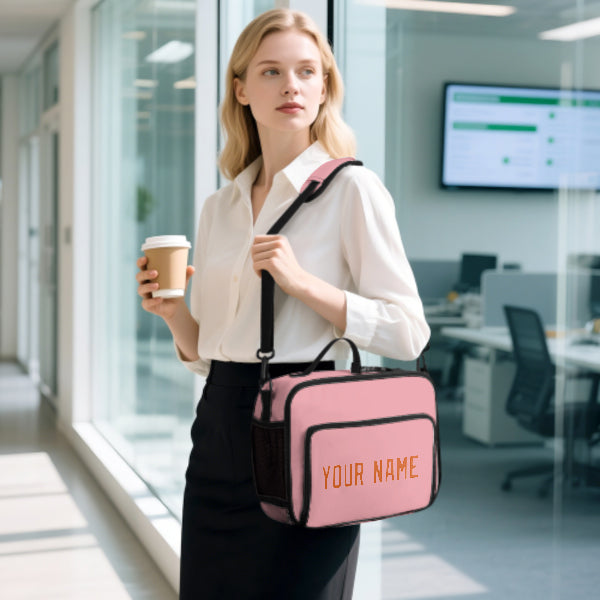 Custom Light Pink Orange Lunch Bag