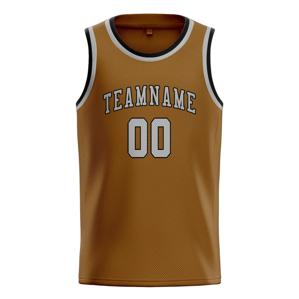 Custom Khaki & Gray Colors Design Sports Basketball Jersey