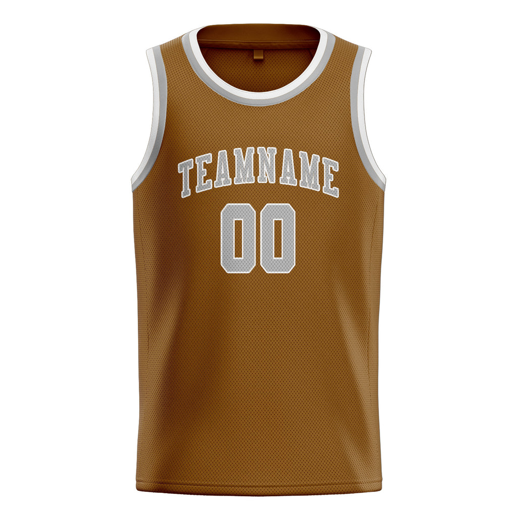 Custom Khaki & Gray Colors Design Sports Basketball Jersey