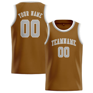 Custom Khaki & Gray Colors Design Sports Basketball Jersey
