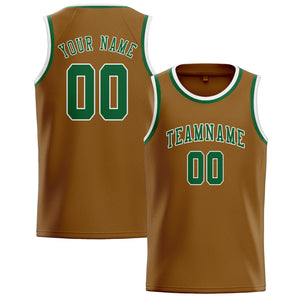 Custom Khaki & Green Colors Design Sports Basketball Jersey