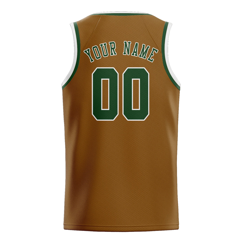 Custom Khaki & Dark Green Colors Design Sports Basketball Jersey