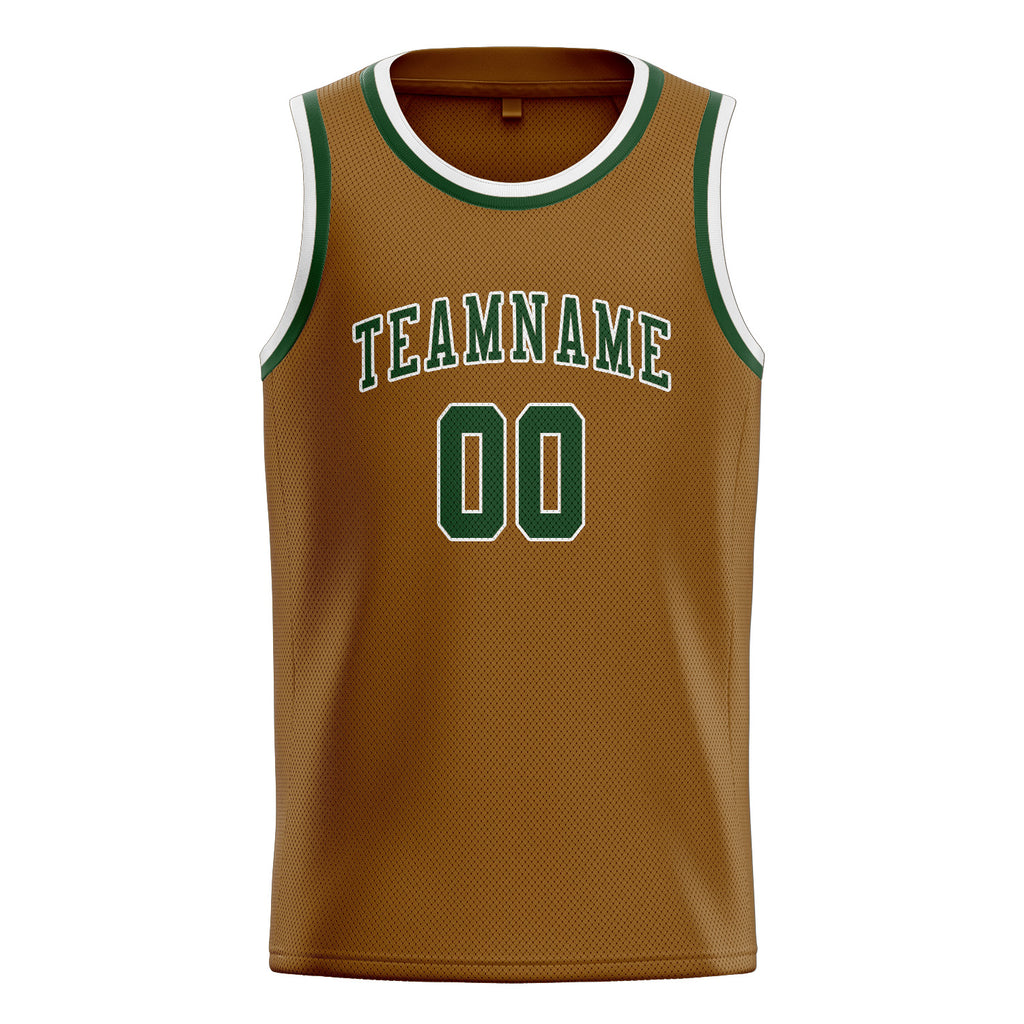 Custom Khaki & Dark Green Colors Design Sports Basketball Jersey