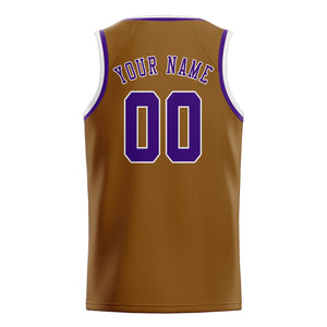 Custom Khaki & Purple Colors Design Sports Basketball Jersey