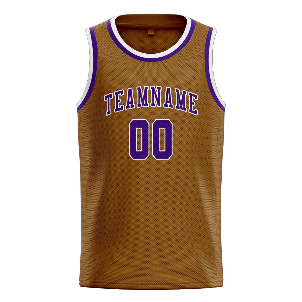 Custom Khaki & Purple Colors Design Sports Basketball Jersey