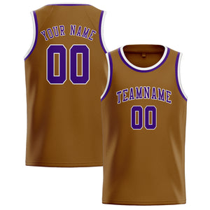 Custom Khaki & Purple Colors Design Sports Basketball Jersey