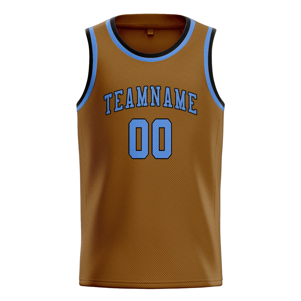 Custom Khaki & Light Blue Colors Design Sports Basketball Jersey
