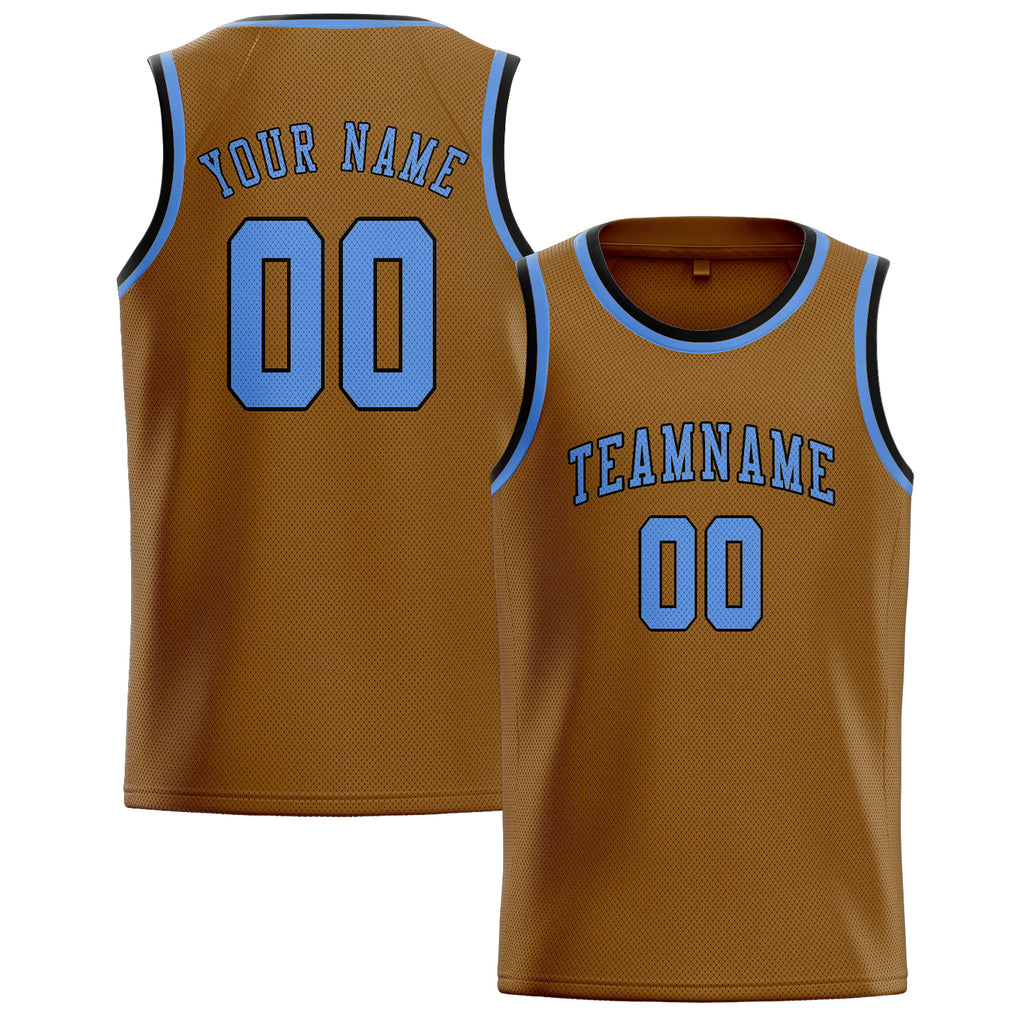 Custom Khaki & Light Blue Colors Design Sports Basketball Jersey