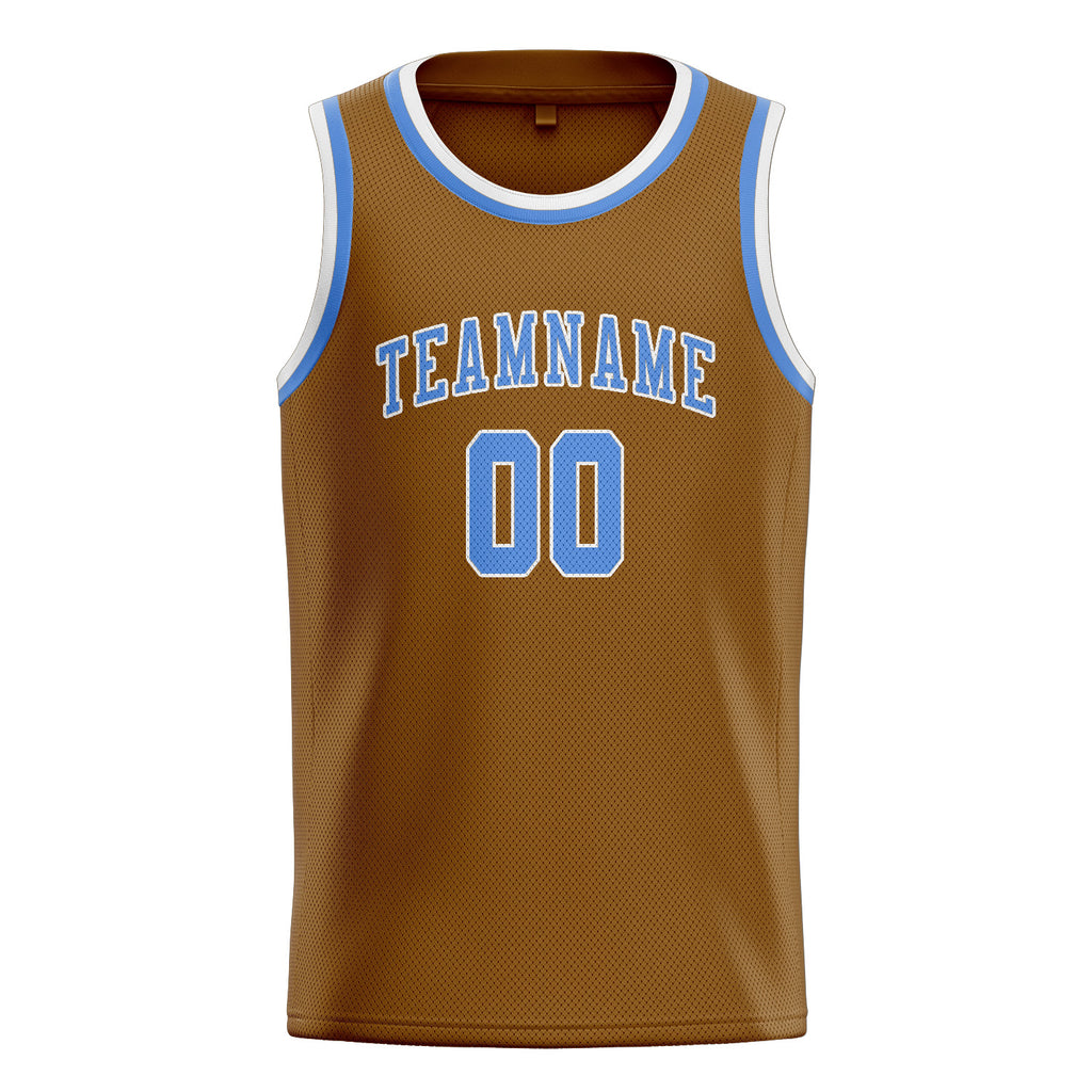 Custom Khaki & Light Blue Colors Design Sports Basketball Jersey