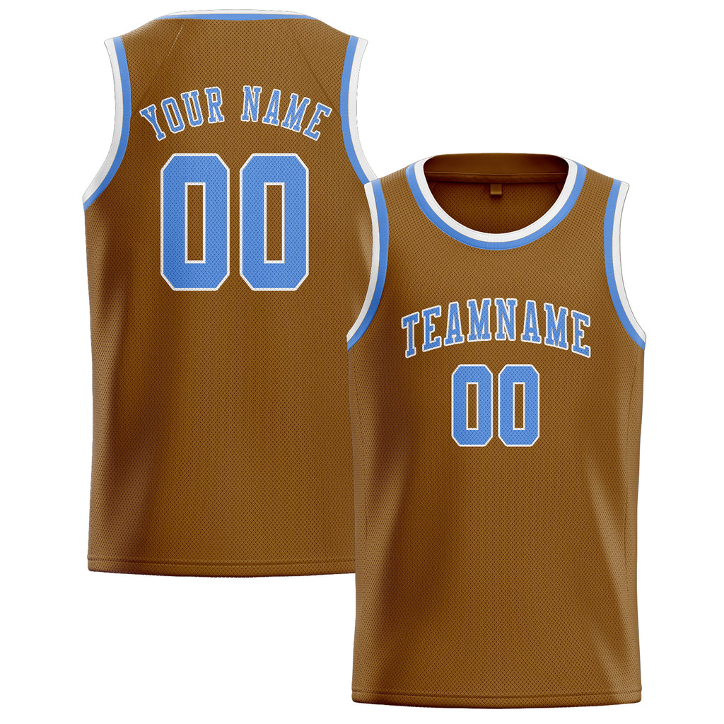 Custom Khaki & Light Blue Colors Design Sports Basketball Jersey