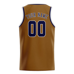 Custom Khaki & Navy Colors Design Sports Basketball Jersey