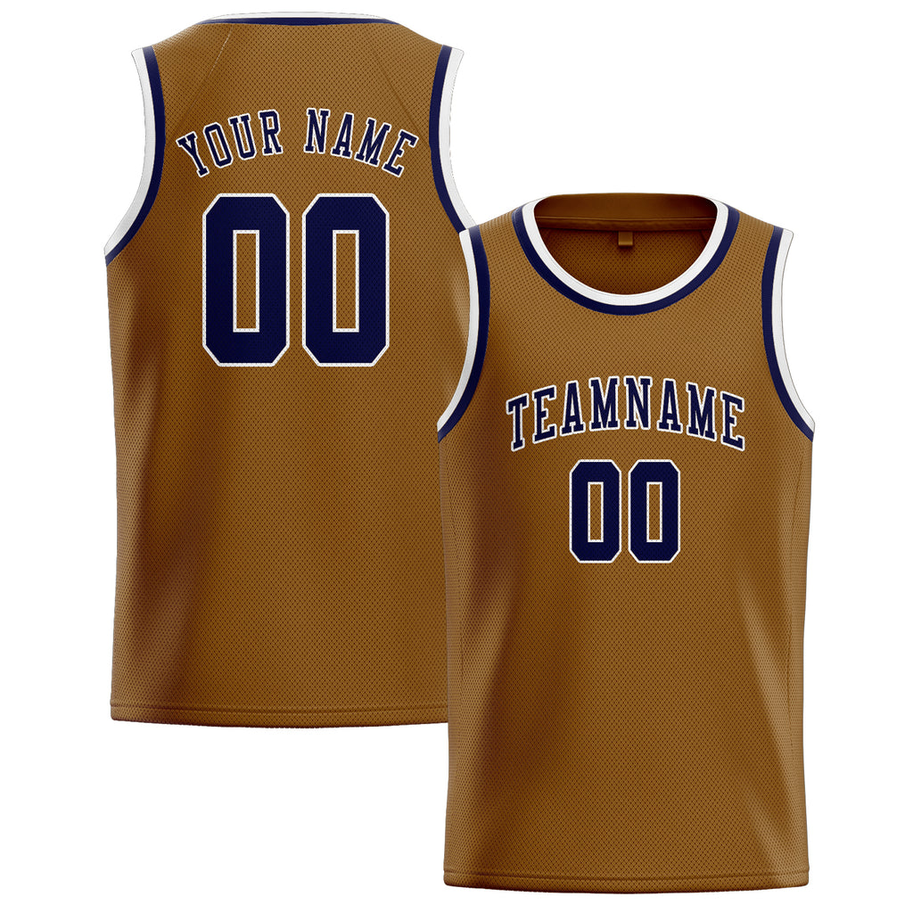 Custom Khaki & Navy Colors Design Sports Basketball Jersey