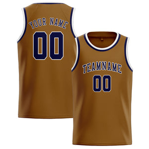 Custom Khaki & Navy Colors Design Sports Basketball Jersey