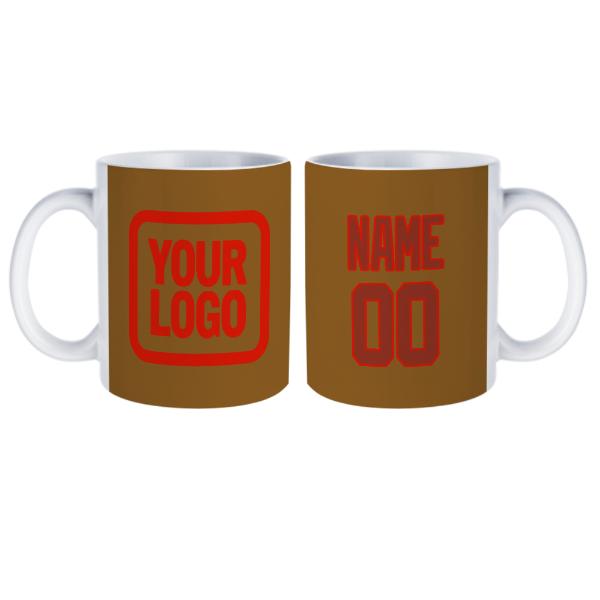 Custom Khaki Coral Red Mug