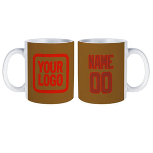 Custom Khaki Coral Red Mug