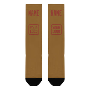 Custom Khaki Coral Red Knee-High Sock