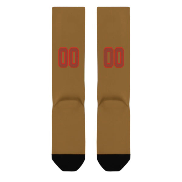 Custom Khaki Coral Red Knee-High Sock